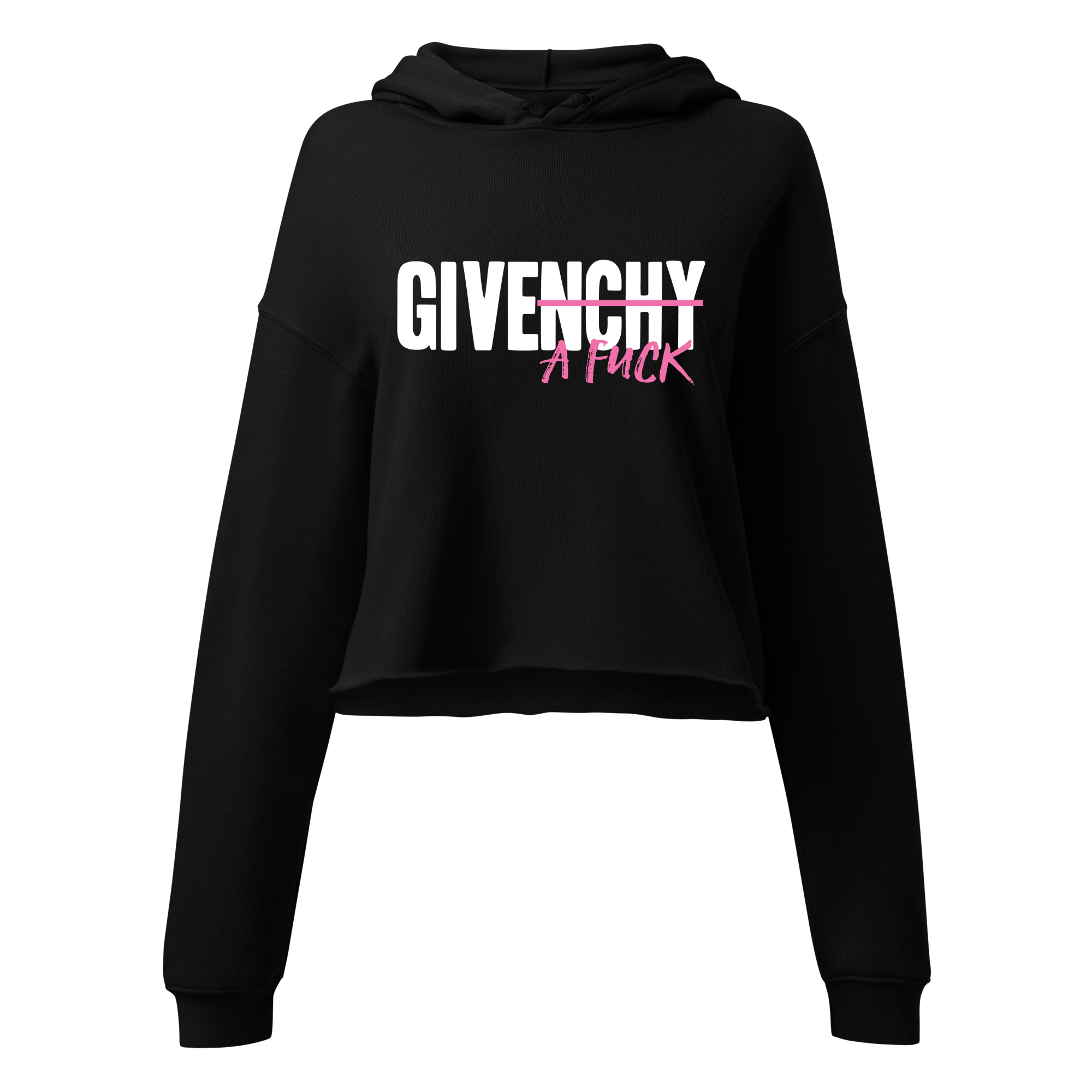 Hoodie Crop Top "Give a fuck" pink