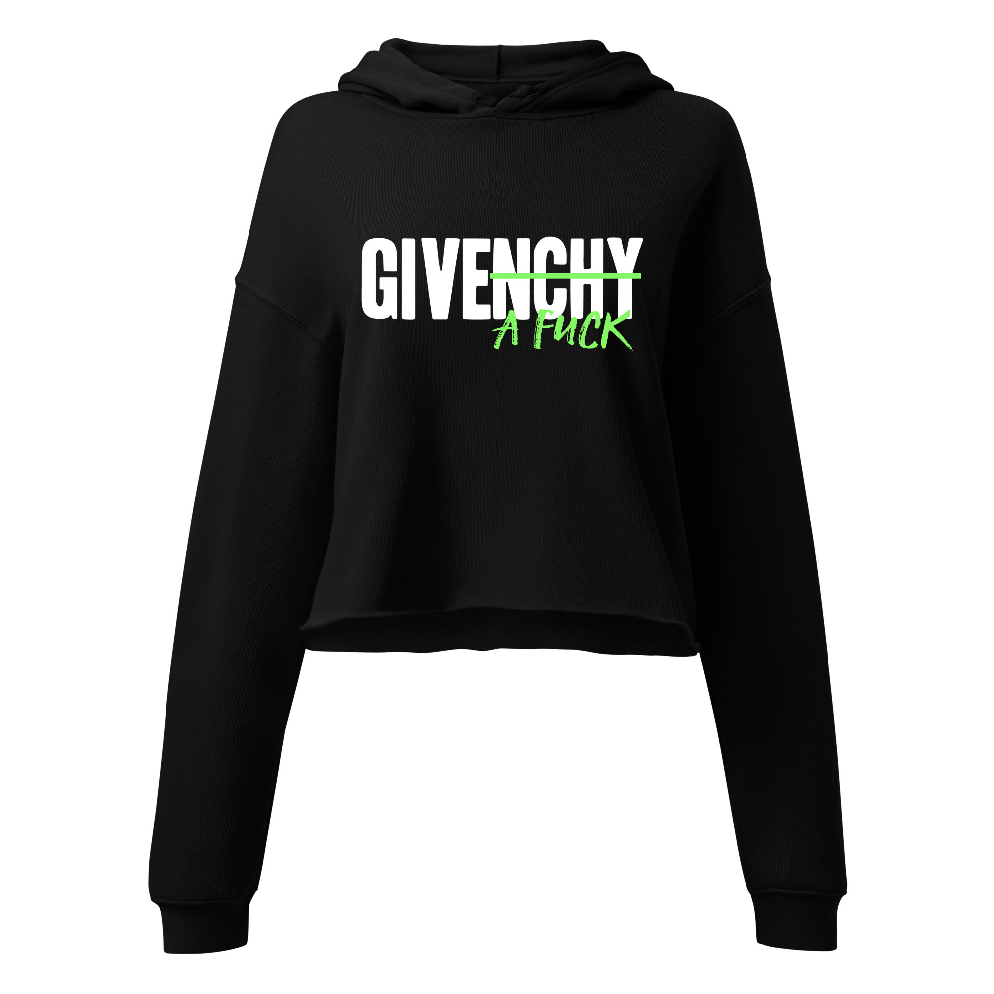 Hoodie Crop Top "Give a fuck" green